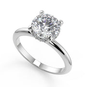 Jenna 4 Prong Crown Basket Solitaire Round Cut Diamond Engagement Ring - Nivetta